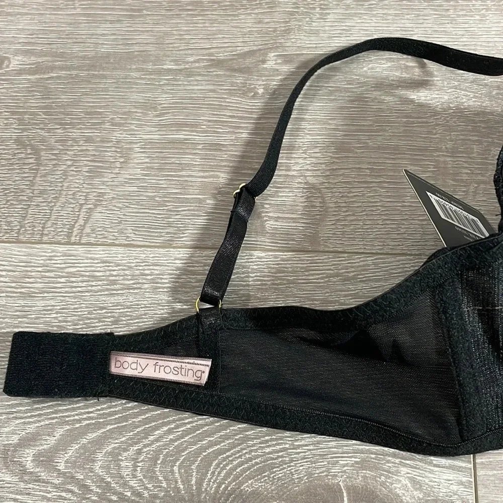 NWT Body Frosting Black Lace Push Up Bra 36B